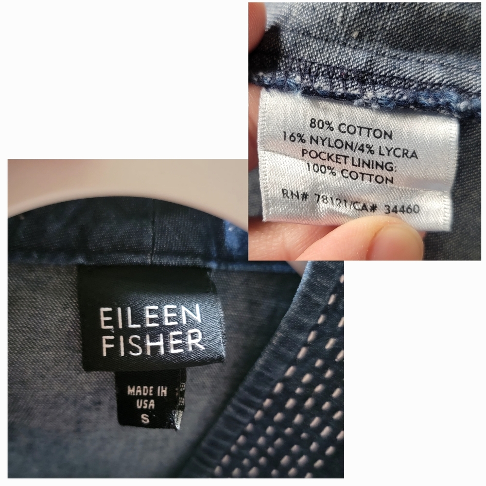 Eileen Fisher Open‎ Front High Collar Soft Denim Jacket Small - Picture 2 of 13